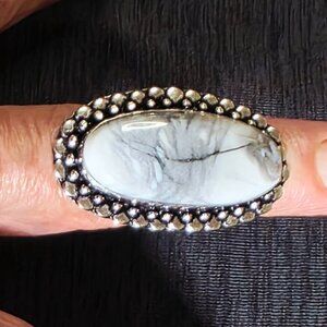 Ring Woman's, Owhyee Opal Sterling Silver Handmade Ring Size 6.5